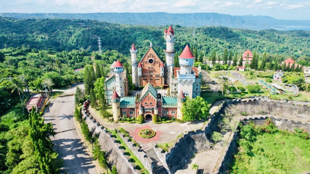 aerial view of a castle from fantasy world